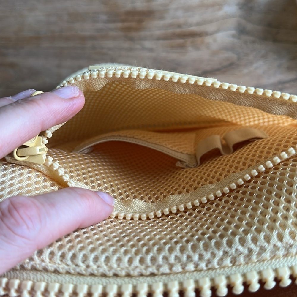 Dagne Dover Yellow Air Mesh Minimalist Crossbody Bag with Dust Bag - Picture 12 of 17